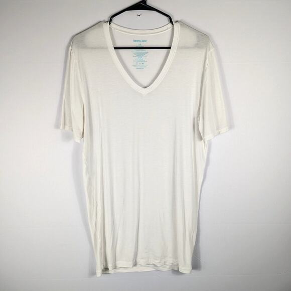 Tommy John Second Skin Men’s Large Cream V-Neck Modal Stretch Undershirt Tee - Picture 1 of 3